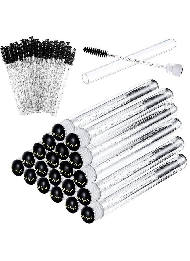 La Jolie Jasmin - Mascara Wand Brushes Tubes Set70 Pieces Disposable Eyelash Brushes Replacement With 20 Pieces Empty Container Tubes For Eyelash Extension Lash (Black Eyelas) - Image 1