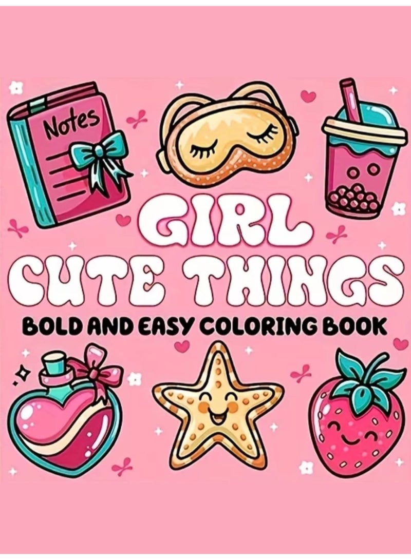 كتاب تلوين أشياء الفتيات اللطيفة بتصميم كاواي - أشياء يومية جمالية بخطوط عريضة، 24 صفحة بجهة واحدة (20x20 سم) - Image 1