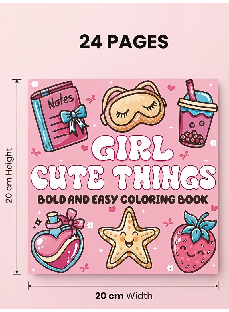 كتاب تلوين أشياء الفتيات اللطيفة بتصميم كاواي - أشياء يومية جمالية بخطوط عريضة، 24 صفحة بجهة واحدة (20x20 سم) - Image 2