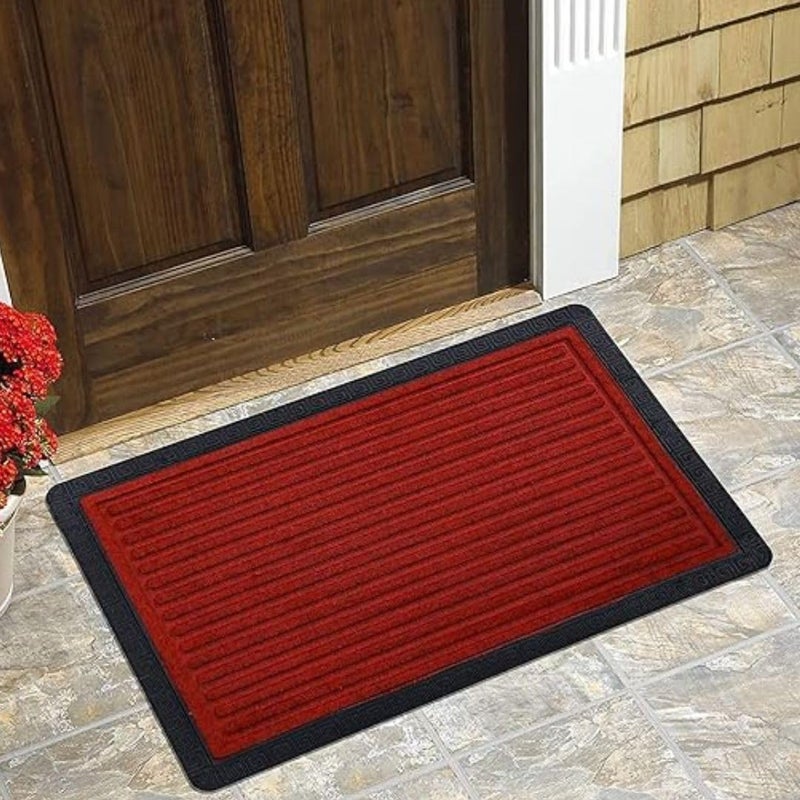 Purav Light Polypropylene Anti-Slip Anti-Skid Outdoor Entrance Door Mats with Rubber Base for Home Entrance Foot Mat (Size: 16 X 24 Inch, Maroon) - Image 1