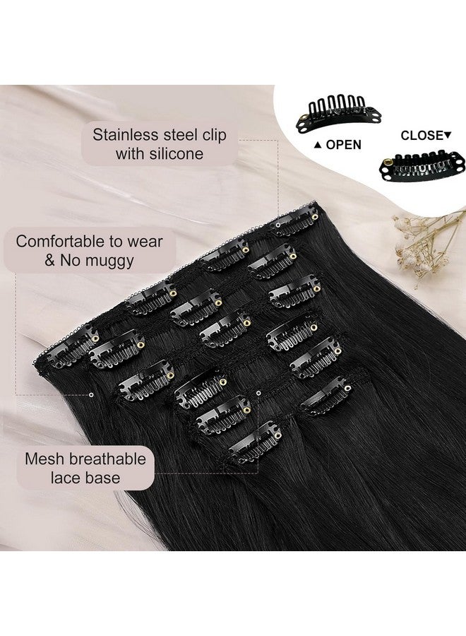 Artifice 6 Pcs 16 Clips Based 24 inch Multi Layered Women Long Curly Wavy Synthetic Hair Full Head Clip in Hair Extensions Pieces NATURAL BLACK - Image 3