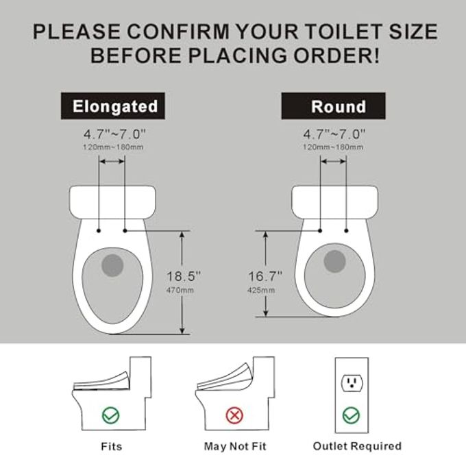 XCQQ Electric Heated Bidet Toilet Seat With Warm Water Wash, Warm Air Dryer, Soft Closed Lid, Night Light, Led Display, Toilet Seat With Bidet Requires Outlet Elongated - Image 3