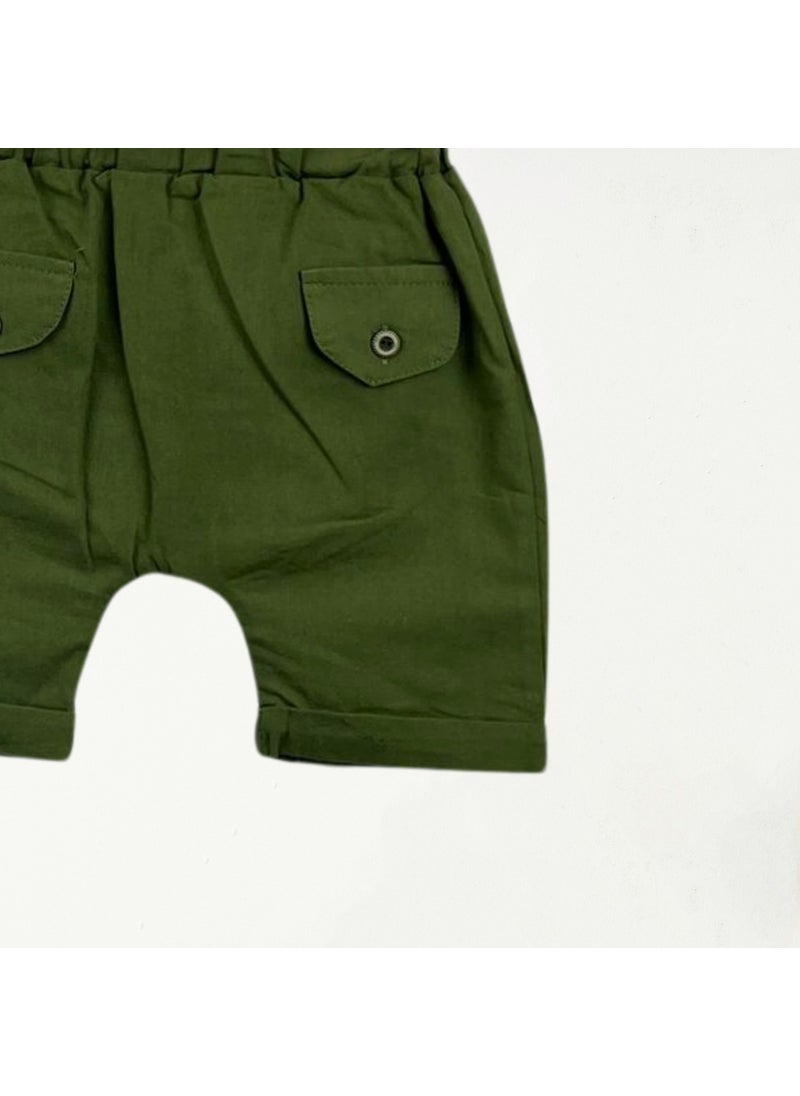 FOR MY BABY Baby Fou Thin Linen Judge Collar Shorts Set  - Image 2