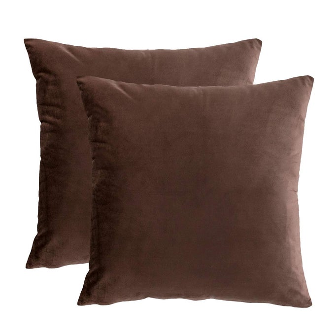 VELVET DECORATIVE THROW PILLOW COVERS CUSHION COVER PILLOW CASE FOR SOFA COUCH BED CHAIRSOFT SQUARE BROWN THROW PILLOWS 18X18 INCHSET OF 2