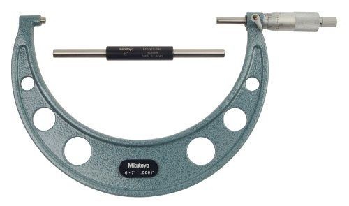 Mitutoyo 103-221 Outside Micrometer, Baked-enamel Finish, Ratchet Stop, 6-7" Range, 0.0001" Graduation, +/-0.0002" Accuracy - Image 3
