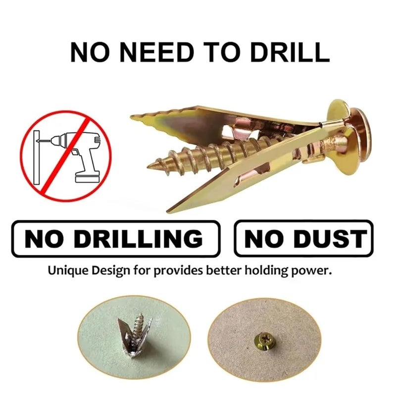 Wall Anchors for Drywall 400Pcs Self Drywall Anchors Screws Zinc Plated Steel No Drilling Required for Gypsum Board Hollow Wall Fasteners(12mm x 40mm) - Image 5