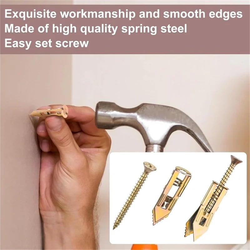 Wall Anchors for Drywall 400Pcs Self Drywall Anchors Screws Zinc Plated Steel No Drilling Required for Gypsum Board Hollow Wall Fasteners(12mm x 40mm) - Image 4