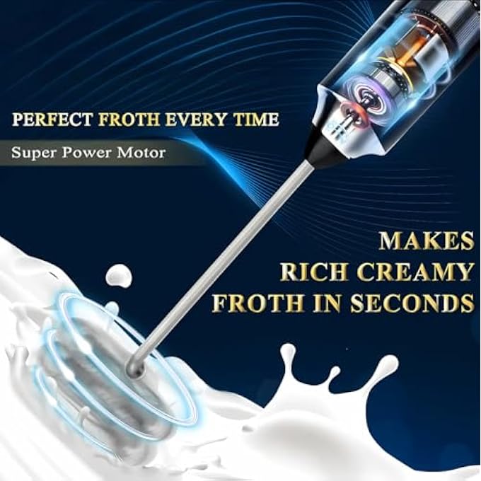 Airox Usb Powerful Mini Electric Whisk Handheld Rechargeable Milk Frother  Stainless Steel Small Coffee Whisk For Lattes Cappuccinos Protein Shakes Hot Chocolate Stirrer Egg Beater White - Image 5