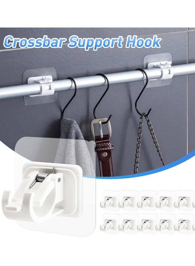 8PCS Self Adhesive Curtain Rod Holders No Drill Curtain Rods Brackets Adjustable Curtain Rod Hooks Curtain Hangers for Bathroom Kitchen Home Bathroom Hotel - Image 5