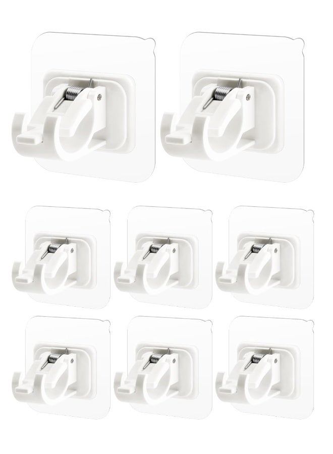8PCS Self Adhesive Curtain Rod Holders No Drill Curtain Rods Brackets Adjustable Curtain Rod Hooks Curtain Hangers for Bathroom Kitchen Home Bathroom Hotel - Image 1