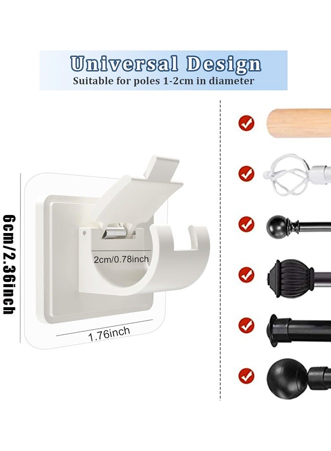 8PCS Self Adhesive Curtain Rod Holders No Drill Curtain Rods Brackets Adjustable Curtain Rod Hooks Curtain Hangers for Bathroom Kitchen Home Bathroom Hotel - Image 2