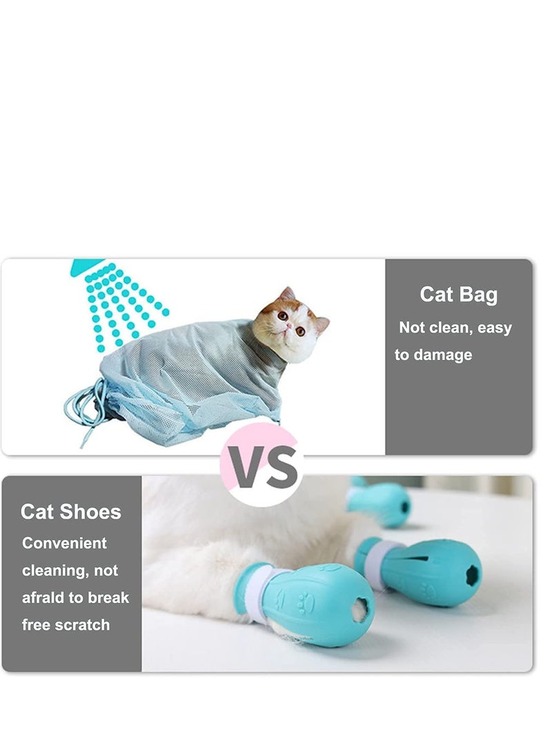 Cat Anti Scratch Boots for Cats Only, Cat Shoe Adjustable Silicone Cat Shoes for Cat Scratch Protector, of Various Sizes for Cat Bathing and Shaving