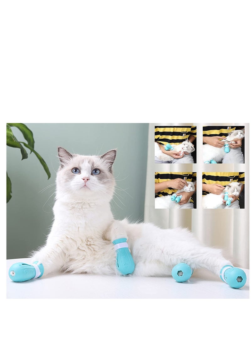 Cat Anti Scratch Boots for Cats Only, Cat Shoe Adjustable Silicone Cat Shoes for Cat Scratch Protector, of Various Sizes for Cat Bathing and Shaving