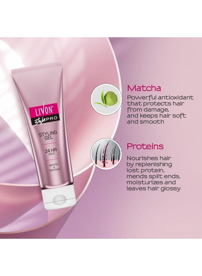 Livon Style Pro Hair Styling Gel For Women And Men | 24-Hour Hold | With Matcha And Proteins | All Hair Types | 100 Ml  - Image 3