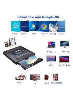 بيوينتي External CD DVD Drive, USB 3.0 Portable CD/DVD Player, Burner Rewriter Low Noise High Speed Data Transfer drive for Laptop Desktop PC and Support Windows 7/8/10/XP/Mac OS/Linux  - Image 5
