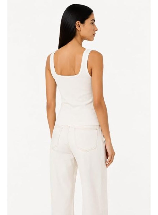 Nileton Women's Basic Ribbed Knit - Cotton Scoop Neck Tank Top - Slim Fit Sleeveless Stretchy Fitted Casual Everyday Tank - Image 3