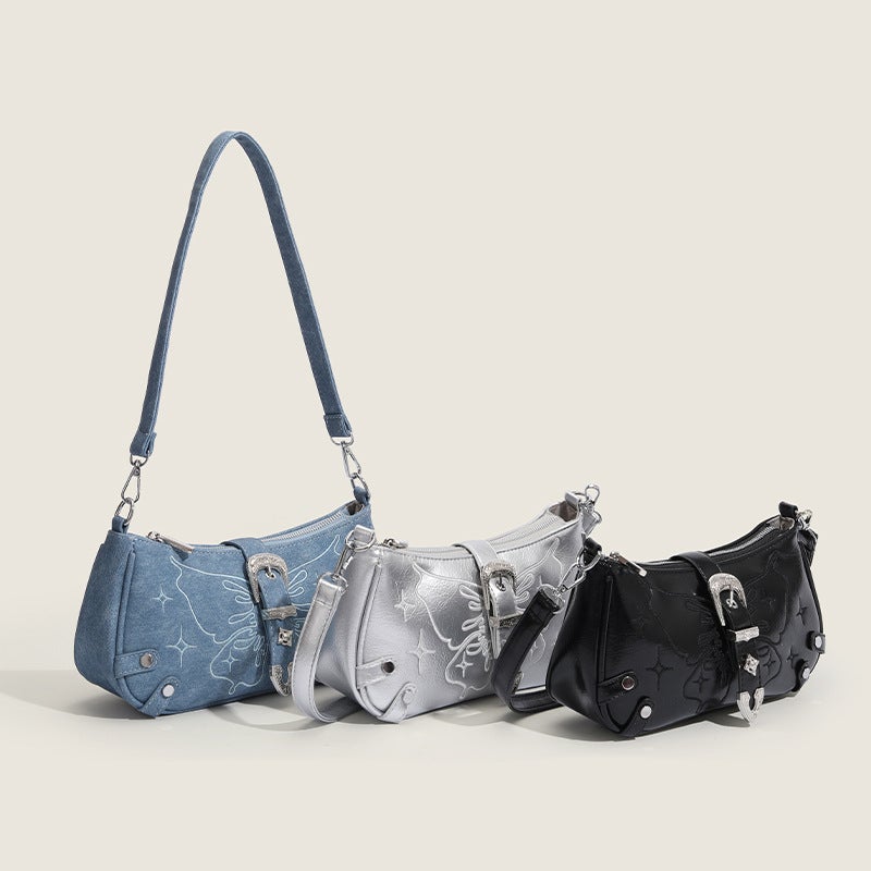 Xiaozhong Original Shoulder Bag Street Trendy Crossbody Bag Fashionable All-Match Embroidered Butterfly Underarm Bag Korean Style Bag For Women - Image 3