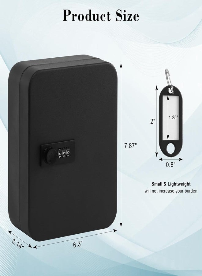 Suptikes Wall Mount Key Lock Box with Combination – 20 Key Capacity Organizer Cabinet with Numbered Hooks & Tags – Secure Key Storage Lock Box (Black Matte Finish) - Image 3