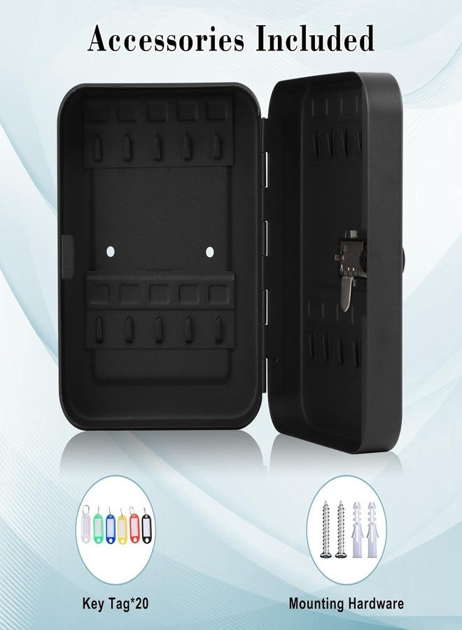Suptikes Wall Mount Key Lock Box with Combination – 20 Key Capacity Organizer Cabinet with Numbered Hooks & Tags – Secure Key Storage Lock Box (Black Matte Finish) - Image 5