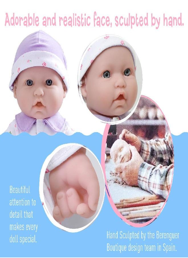 JC TOYS JC Toys - La Baby | Caucasian 16-inch Medium Soft Body Baby Doll | Washable | Removable Purple Outfit w/Hat and Pacifier | for Children 12 Months +  - Image 1