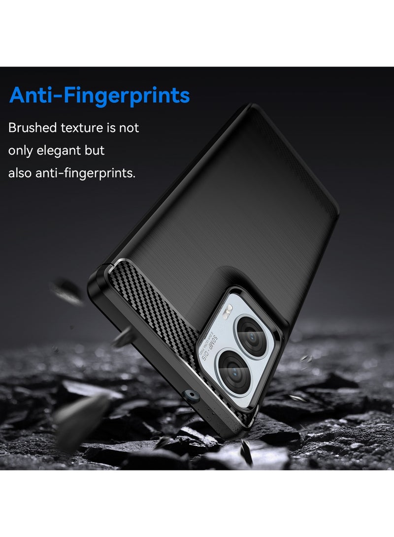Slim Fit Phone Cover with Shock-Absorption, Carbon Fiber TPU Rubber Protective Case For Moto Edge 50 fusion 5G Black