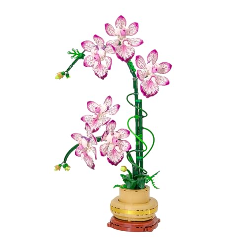 TNDCKP Orchid Flowers Building Block Sets Compatible with Lego 853792 Accessory Artificial Plant Botanical Collection for Home Kitchen Desk Decor Best Gift for Mom Kids 4Purple 697Pcs - Image 1