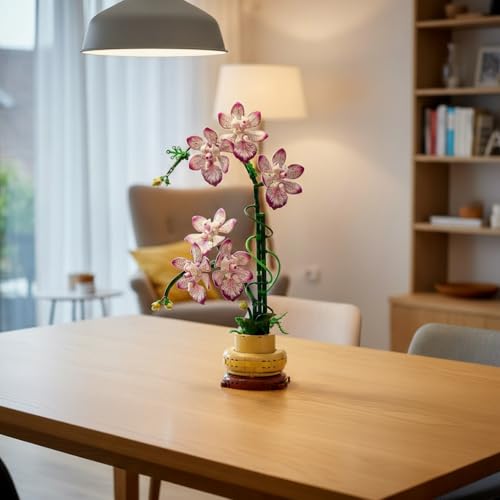 TNDCKP Orchid Flowers Building Block Sets Compatible with Lego 853792 Accessory Artificial Plant Botanical Collection for Home Kitchen Desk Decor Best Gift for Mom Kids 4Purple 697Pcs - Image 5