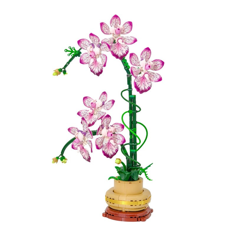 TNDCKP Orchid Flowers Building Block Sets Compatible with Lego 853792 Accessory Artificial Plant Botanical Collection for Home Kitchen Desk Decor Best Gift for Mom Kids 4Purple 697Pcs - Image 3