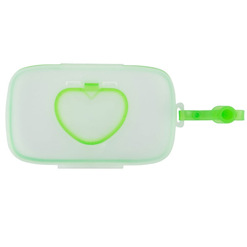 Outgoing Baby Hand Wet Tissue Box Portable Love Wet Tissue Box Portable Mask Storage Box Tissue Box(White + Green) - Image 1