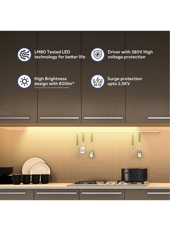 WIPRO ضوء خزانة خطي LED من Wipro غارنيت 10 واط | 2 قدم | أبيض بارد (6500 كيلفن) | أنبوب ضوء رفيع ومشرق بقاعدة ألمنيوم | عرض 17 مم، ارتفاع 8 مم | ضوء تحت الخزانة لخزانة الملابس، رف المطبخ | عبوة من 2 - Image 4