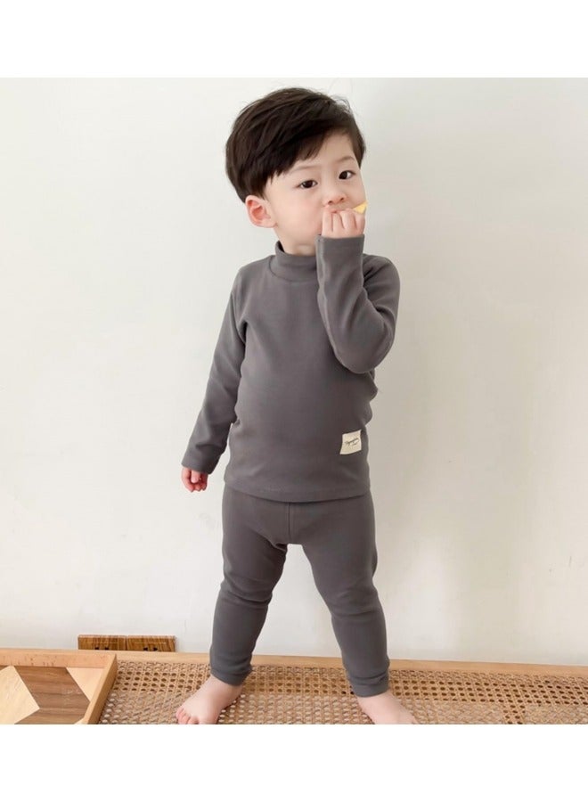 GGEROU Kids Thermal Underwear Set Girls Boys Warm Long Johns Mock Neck Base Layer Tops and Bottoms Baby Thermal Cotton Underwear - Image 4