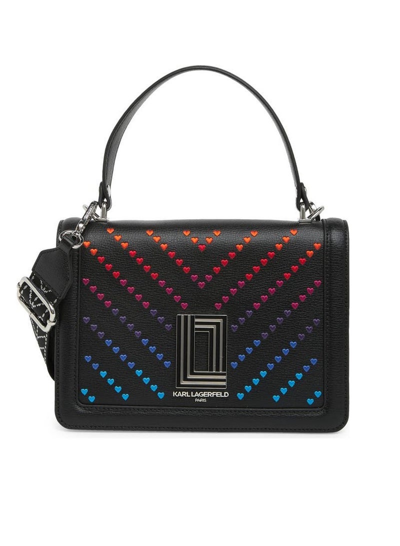 كارل لاغرفيلد حقيبة كروس بودي جلدية بتصميم قلب من كارل لاغرفيلد للنساء - Image 1