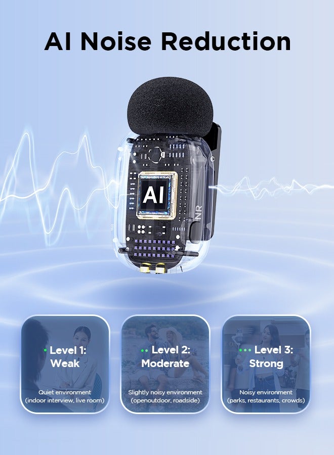 بويا ميكروفون لافالييه وايرلس BOYA MINI-17 مع تقنيات منع الضوضاء لموبايلات آيفون 15/16 وأندرويد، ميكروفون فائق الصغر مع تغيير الصوت بتقنية الذكاء الاصطناعي، مشبك معدني للمدونات، تيك توك، يوتيوب، صناع المحتوى، البث المباشر، وتسجيل المقابلات. - Image 3