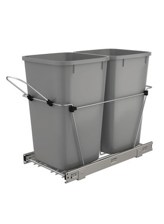 RevAShelf Pullout Trash Can for Kitchen Cabinets 27 Qt Garbage Waste Recycling Bin wFull Extension Slide Metallic Silver RV15KD17C S - pzsku/Z48FFE42172491523E104Z/45/1749491770/eecdafeb-980c-49cd-9519-dc5f462a6613