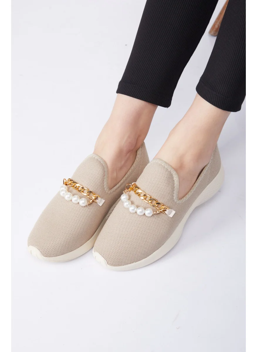 Tofisa Women's Mink Pearl and Chain Mesh Sneakers - 24928
