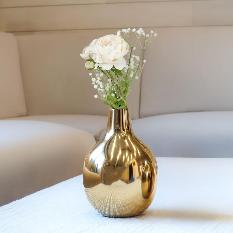 Behoma Metal Flower Vase for Home Dcor Living Room Office Wedding Table Decorative Item for Festivals Birthday Golden Vase 1Pcs Flower not Included - Image 2