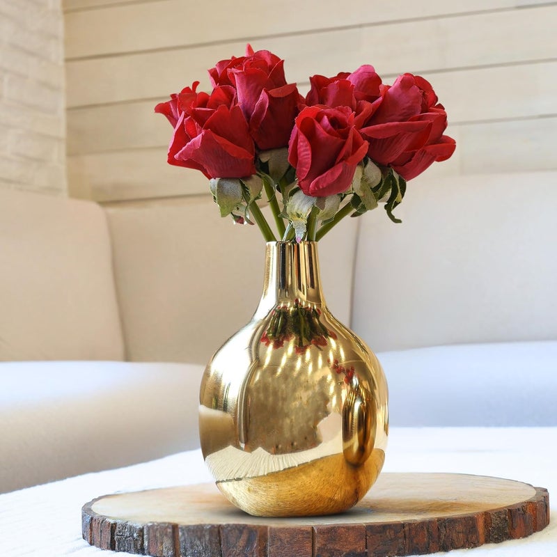 Behoma Metal Flower Vase for Home Dcor Living Room Office Wedding Table Decorative Item for Festivals Birthday Golden Vase 1Pcs Flower not Included - Image 1