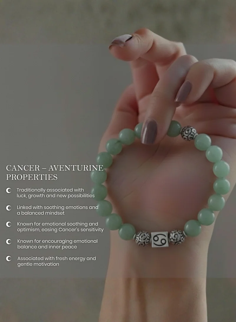 British Fossils Cancer Zodiac Bracelet Cancer - Aventurine for Women | Best Price UAE