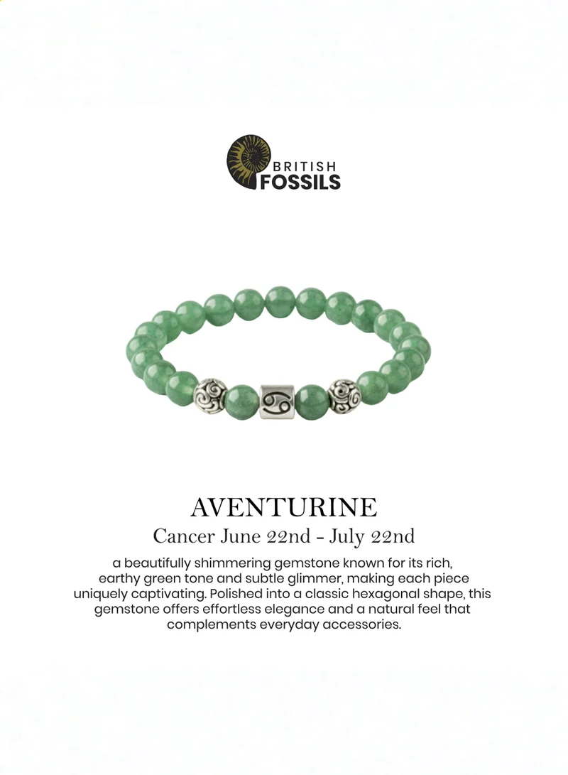 British Fossils Cancer Zodiac Bracelet Cancer - Aventurine for Women | Best Price UAE