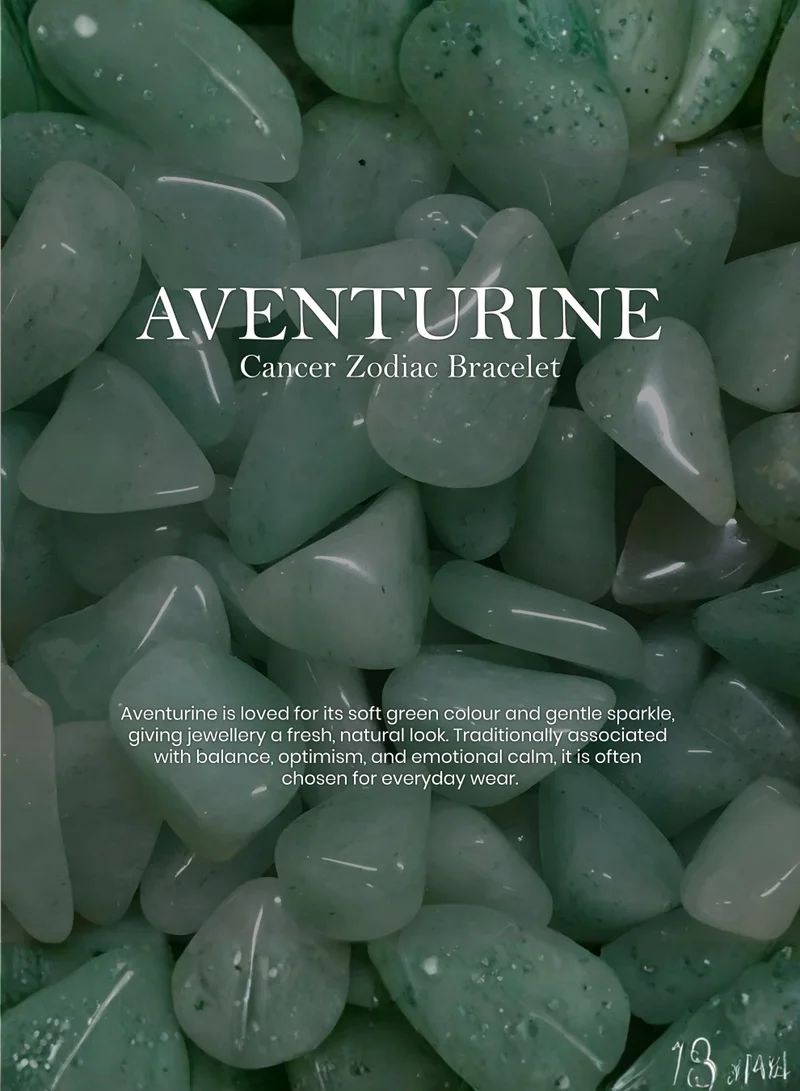 British Fossils سوار الأبراج برج السرطان بالأفينتورين