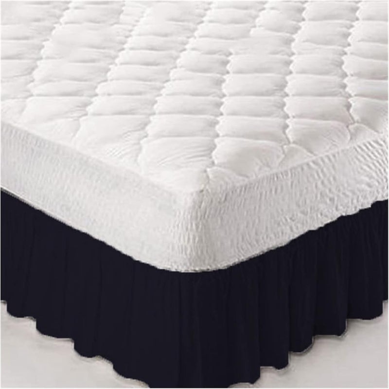 Bed Skirt Solid Color Home Hotel Bed Skirt Bedroom Bedspread Bed Skirt Bed Cover Bedsheet Bed Skirt Sheet Bedding Protector Home Textile Fitted Bed Skirt(Black,153x203x35cm) - Image 1