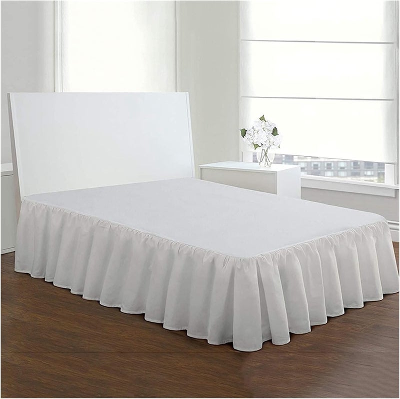 Bed Skirt Solid Color Home Hotel Bed Skirt Bedroom Bedspread Bed Skirt Bed Cover Bedsheet Bed Skirt Sheet Bedding Protector Home Textile Fitted Bed Skirt(Black,153x203x35cm) - Image 2