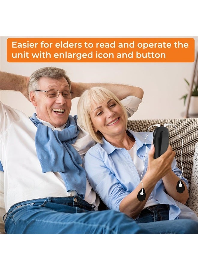 CESLIFF جهاز TENS EMS ثنائي القناة بشاشة كبيرة 24 وضع 36 مستوى شدة لتحفيز العضلات، جهاز تدليك كهربائي قابل لإعادة الشحن لتخفيف آلام أسفل الظهر والرقبة والكتف مع 10 لاصقات - Image 3