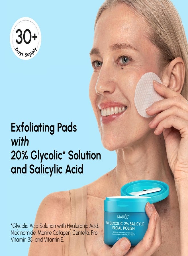 MAREE Glycolic Acid Pads & 2% Salicylic Acid – Toner Pads for Face with 20% Glycolic Acid Solution – Face Exfoliating Pads, Acne Clearing Face Pads – Skin Pore Resurfacing & Radiance Device – 50 Count - Image 3