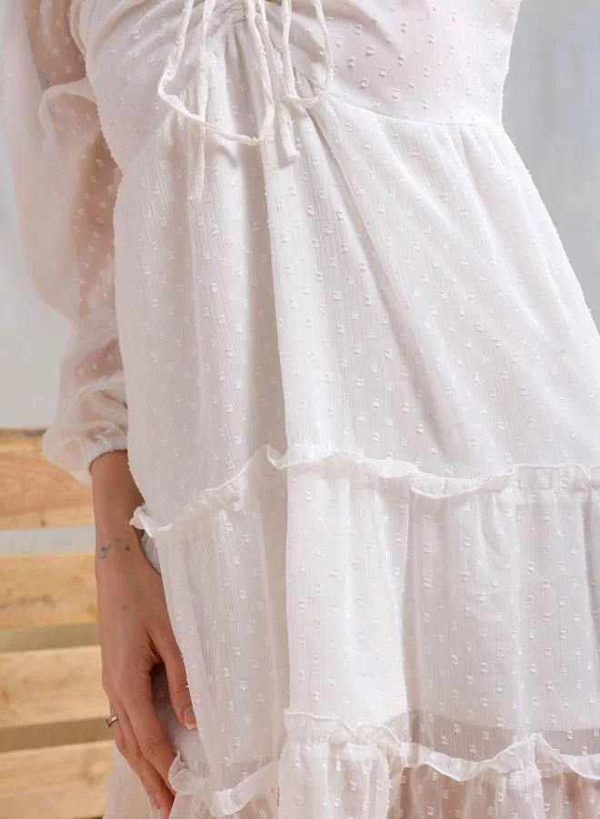 Freehand Women Fit and Flared Casual Textured Tiered Dress