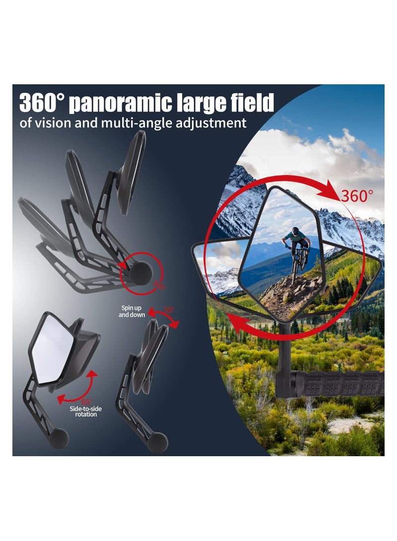 KASTWAVE 1 Pair Bike Handlebar Rearview Mirror, Automotive Grade Glass Lens, HD 360 Wide Angle Degree Adjustable Mountain Bike Scooter Rearview Mirror, Scratch Resistant, Safe Bicycle Rearview Mirrors - Image 4