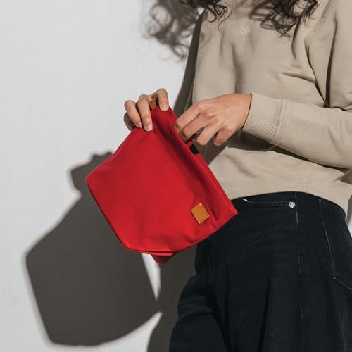 DailyObjects Small Clutch Taxi Canvas Pouch and Storage Organizer - Lightweight, Spacious, Durable and Multi-Purpose for Women and Men, Holds Accessories and Gadget like Toiletry - Red - Image 3