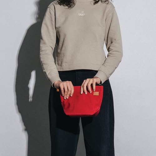 DailyObjects Small Clutch Taxi Canvas Pouch and Storage Organizer - Lightweight, Spacious, Durable and Multi-Purpose for Women and Men, Holds Accessories and Gadget like Toiletry - Red - Image 2