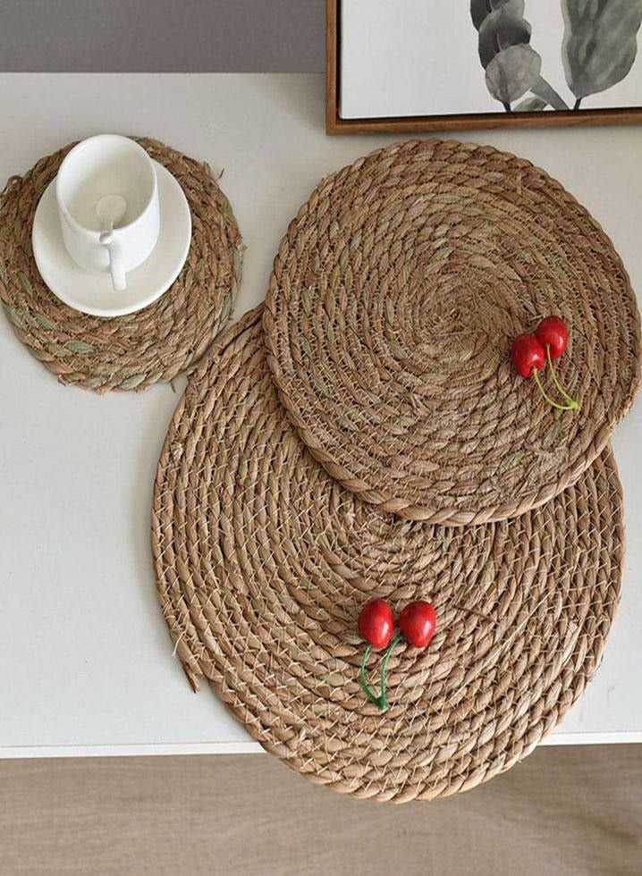 Classic Hand Braided Tea Coaster for Dining Table, Bedside Table, Chutney Coaster, Decorative Mat (Round, IR  - Image 2