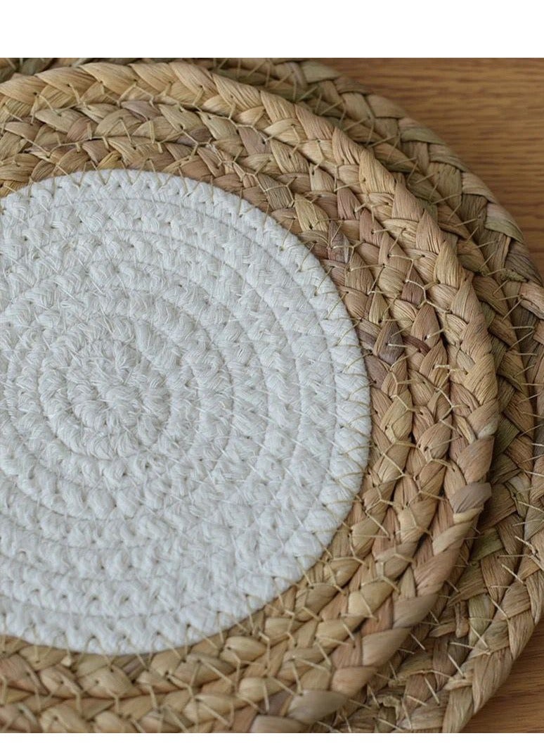 Classic Hand Braided Tea Coaster for Dining Table, Bedside Table, Chutney Coaster, Decorative Mat (Round, IR  - Image 4